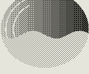 Black and white: the sun and cloud in black dots only.