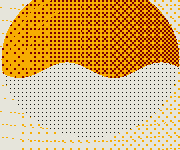 Balanced: the same sun with less red, so more of its yellow shows.