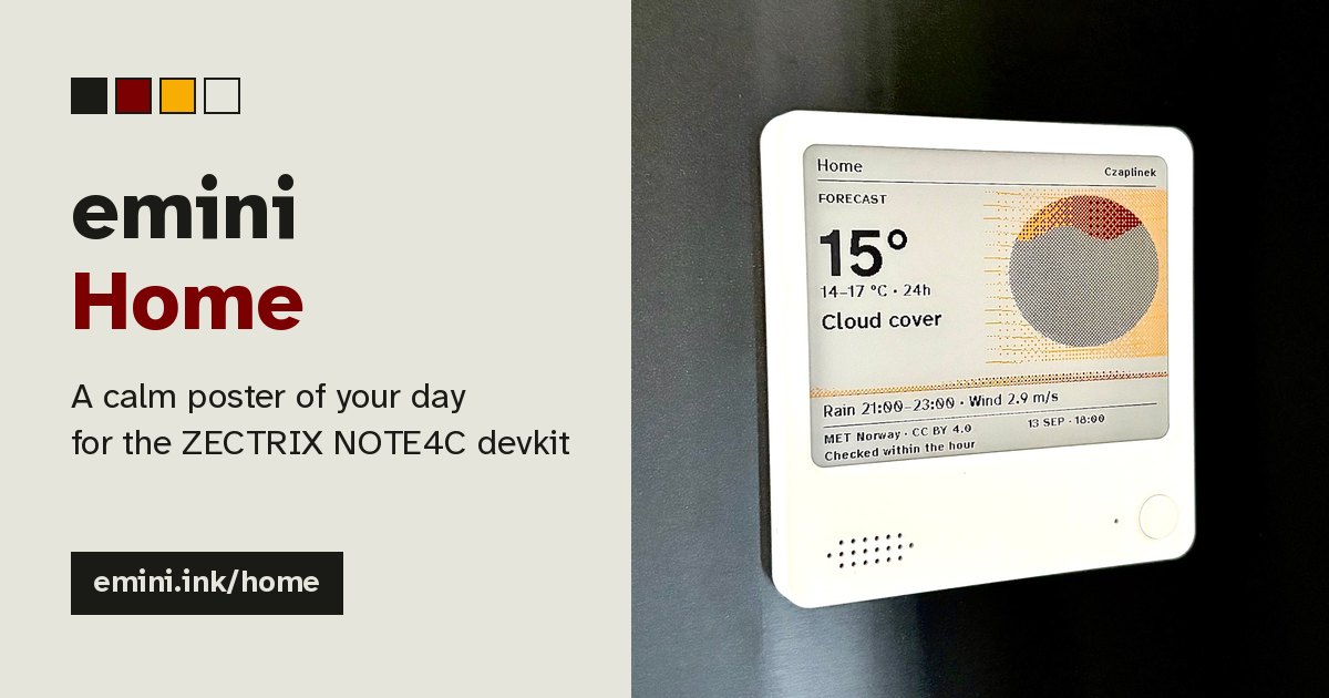 emini.ink — Forecast, one headline, your note, the sky and the air on the four-colour ZECTRIX…